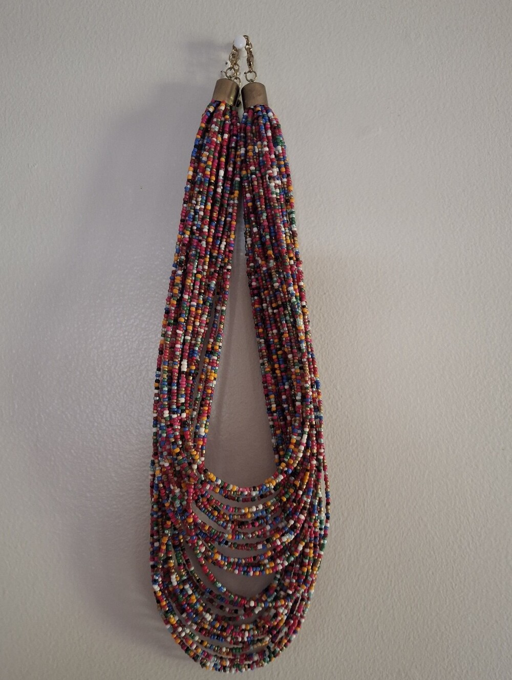 Multi Color Beaded Statement Necklace Boho